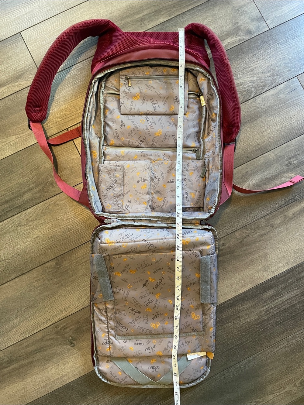 Red Men's Backpack with Padded Straps and Organized Interior